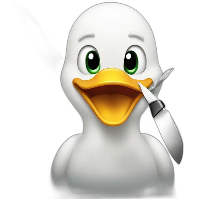 Duck pulls a knife in his teeth emoji