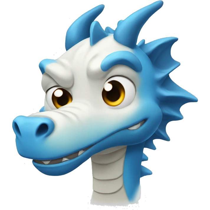 A blue dragon in a white T-shirt with wrinkles on his forehead, experiencing stress and nervousness emoji