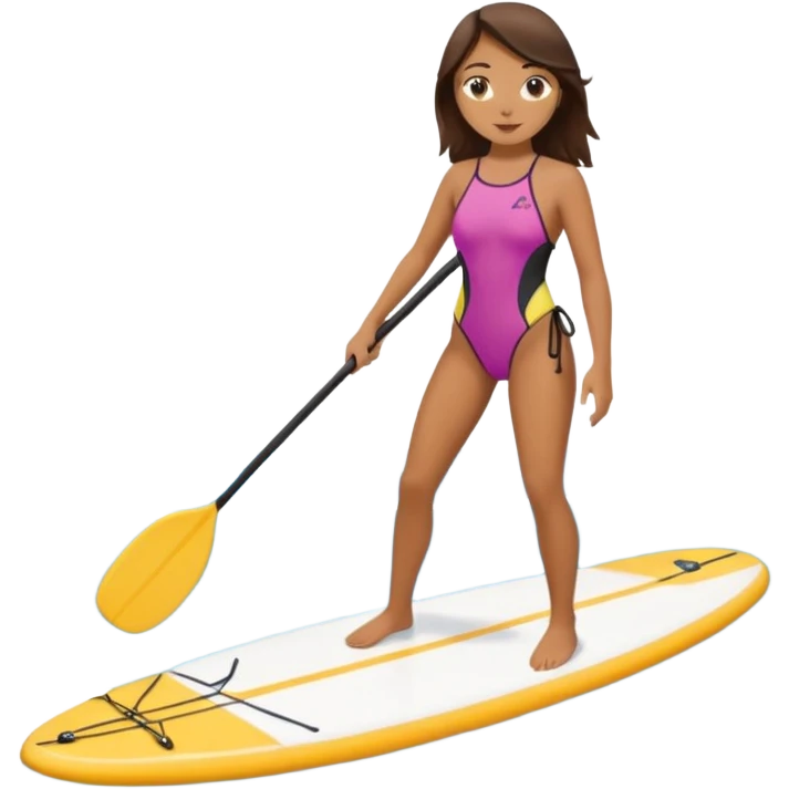 Brunette girl and paddle boarding  emoji