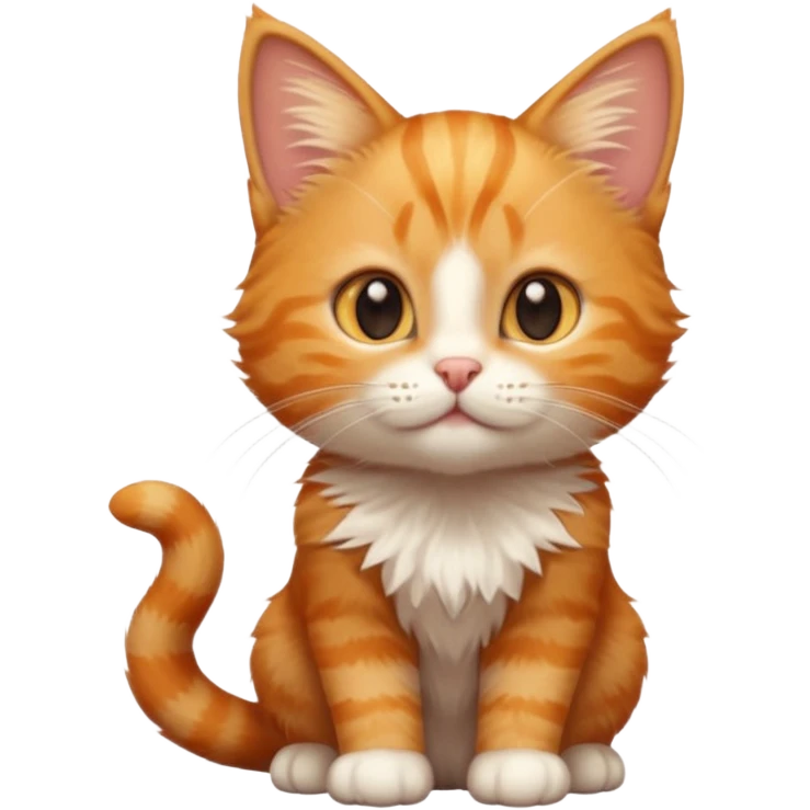A high-resolution photo-realistic digital illustration of a ginger tabby cat kitten, chest upward emoji