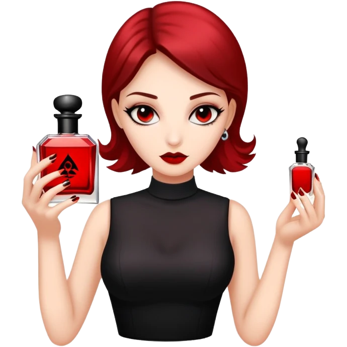 A girl holding hypnotic poison perfume emoji