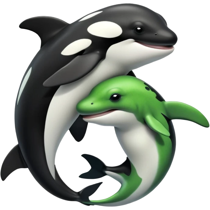 Frog hugging an Orca emoji