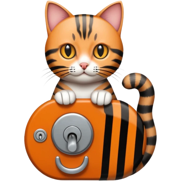 A short-tailed striped cat turning a doorknob emoji