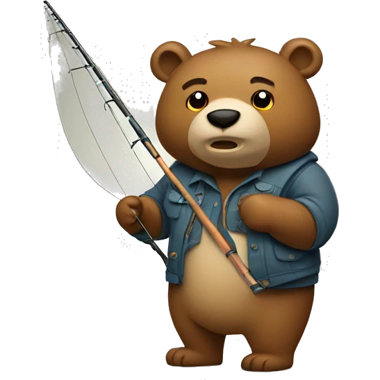 bear holding fishing rod emoji