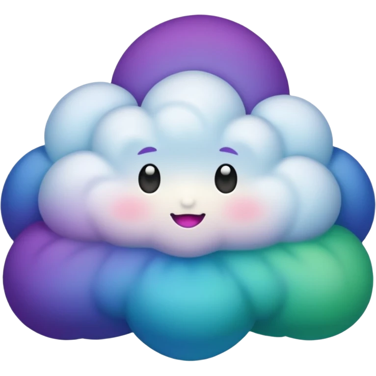 purple and green and blue gradient fluffy cloud emoji