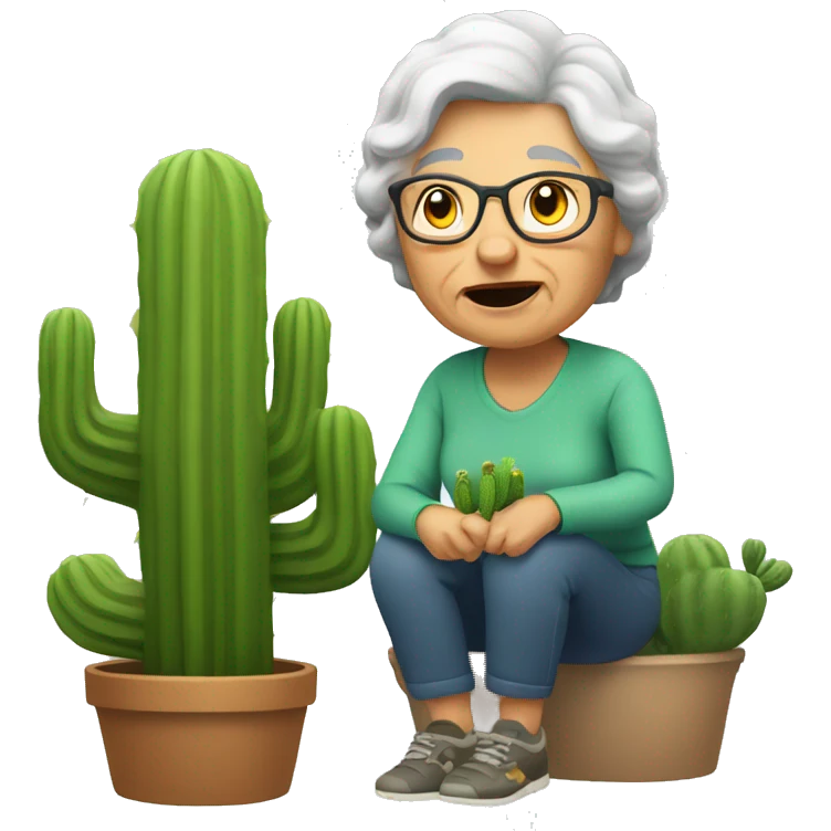 Grandma with a cactus emoji