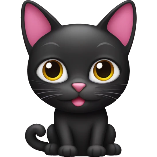 Black cat wearing pink bore emoji