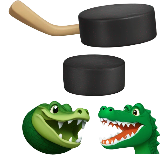 Big hockey puck and a gator emoji