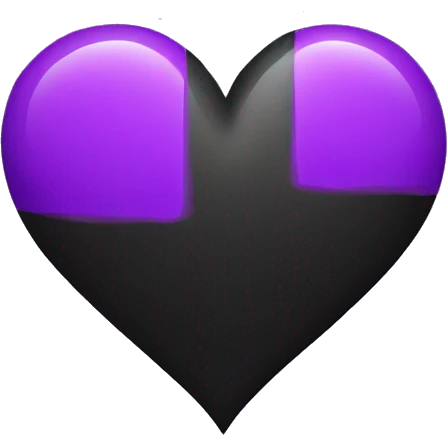 Half black and Purple Heart emoji