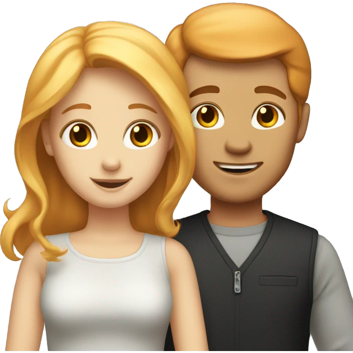 A red-haired girl and blonde-haired man loves  emoji