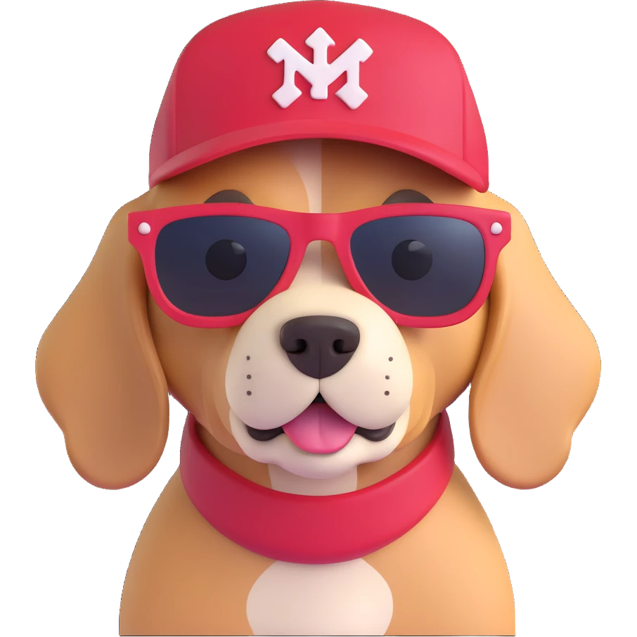 dog wearing sunglasses and a hat emoji