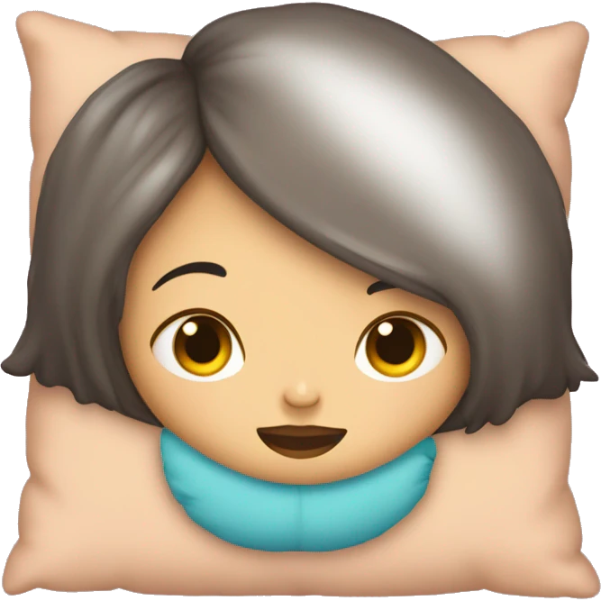 Niña morenita en una almohada dormida  emoji