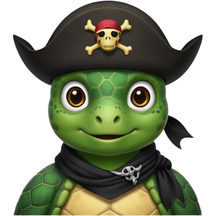 sea turtle wearing a black pirate scarf, portrait emoji
