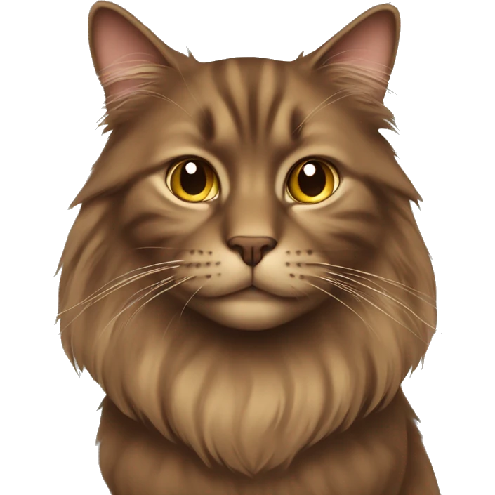 brown long-haired cat with a sly face emoji