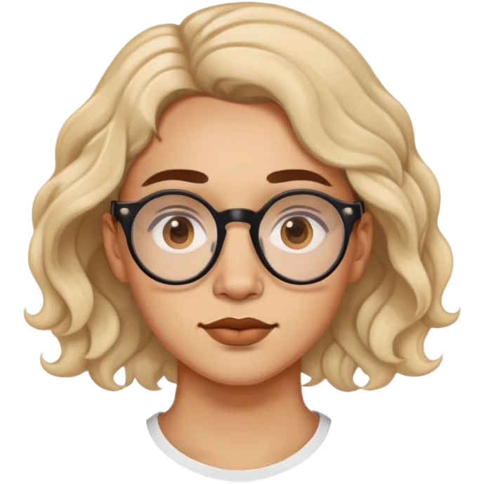Light skin wavy hair jawline face with round specs and nose piercing  emoji