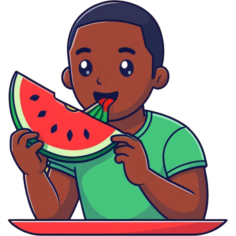black man eating watermelon emoji