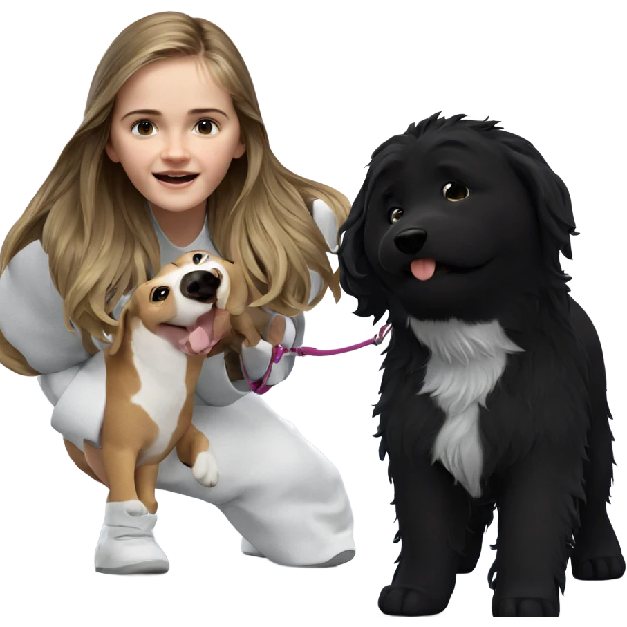 happy girl with her dog emoji