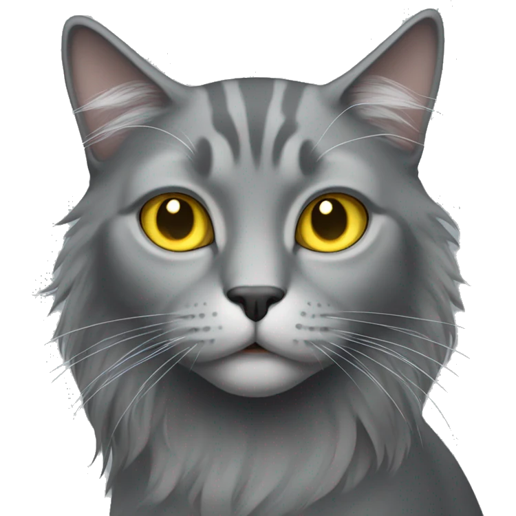 Gray long hair cat with yellow eyes emoji