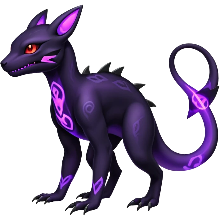 Dark Edgy Glowing Elemental Salandit-Umbreon-Fakémon-hybrid-creature (full body)  emoji