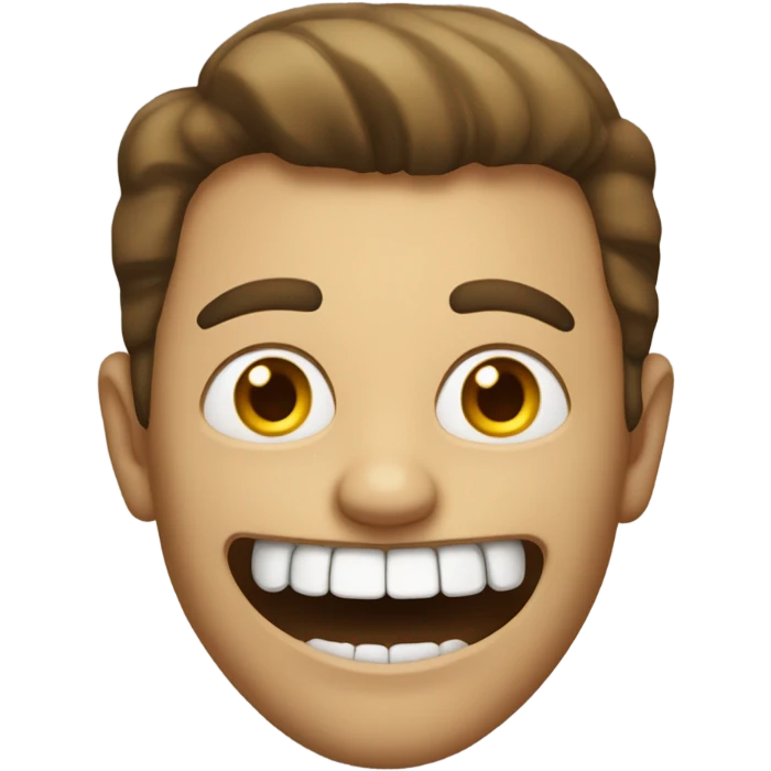 Man with a massive creepy grin, big sharp teeth emoji