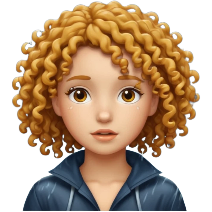 Curly haired girl under thunderstorm  emoji