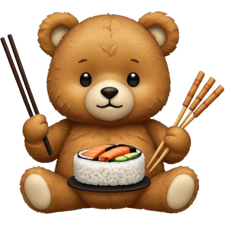 Teddy bear eating sushi  emoji