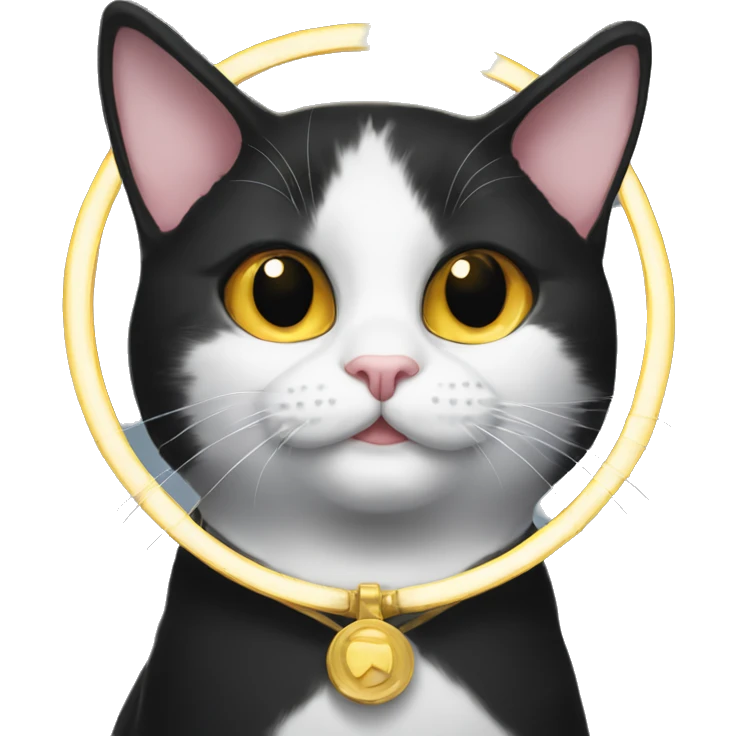 Tuxedo cat with halo  emoji