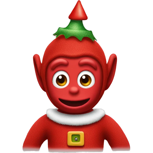 Red Teletubbie with Christmas hat  emoji