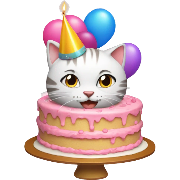 Birthday Cake with kitty emoji