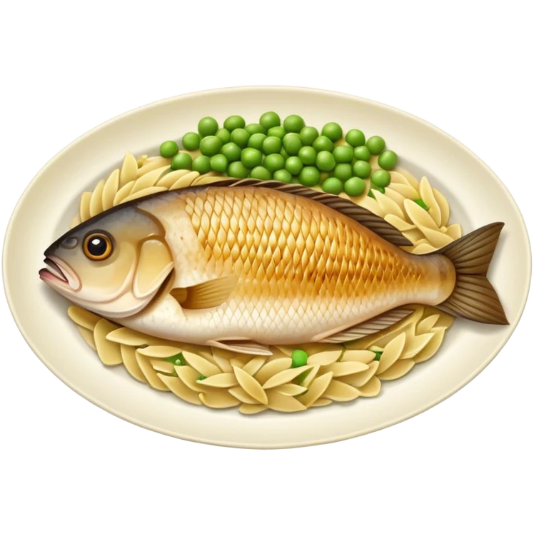 Tilapia with orzo peas and potato emoji