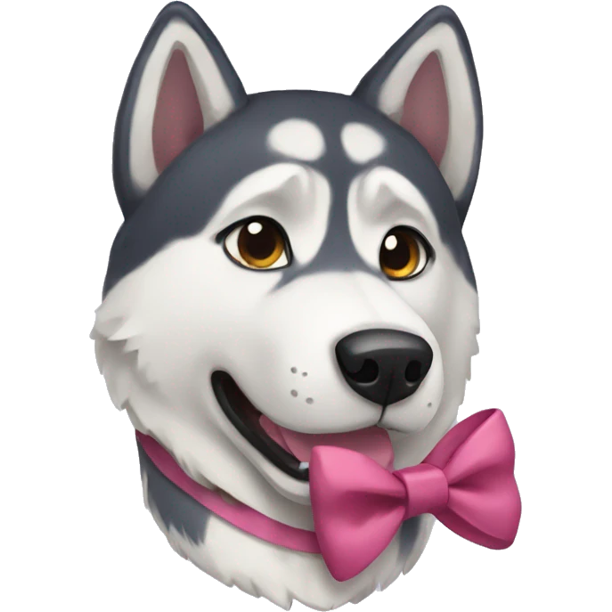 Husky wearing a bow emoji