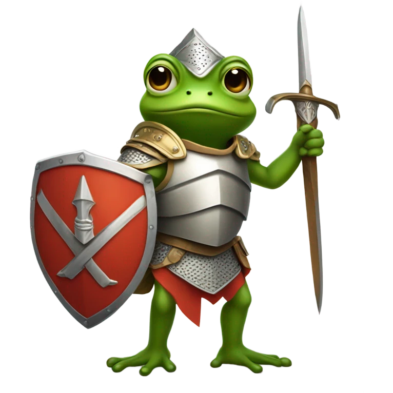 a frog dressed like a spartan warr emoji