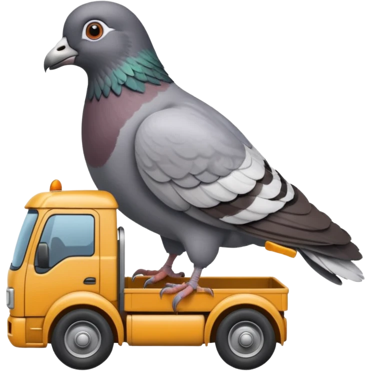 Pigeon is driving a lorry emoji