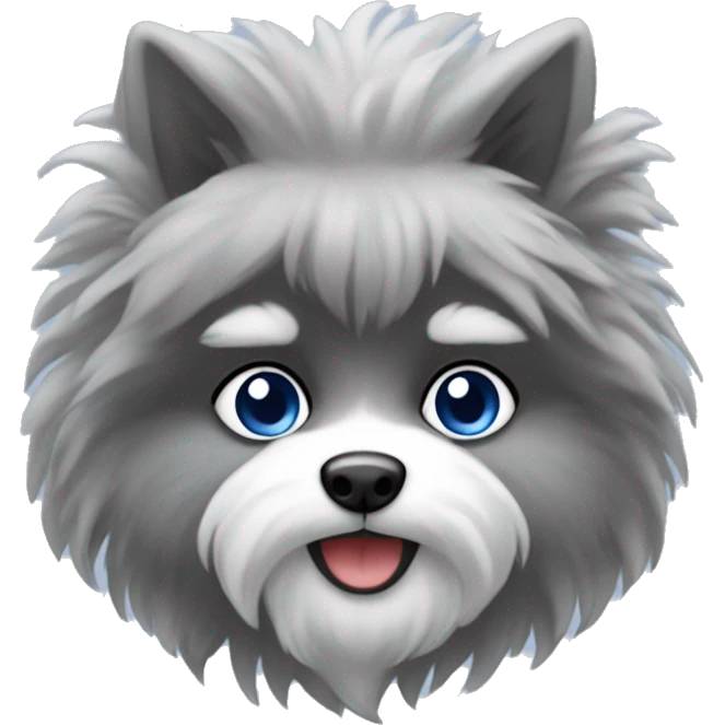 Red, silver, and blue pom pim emoji