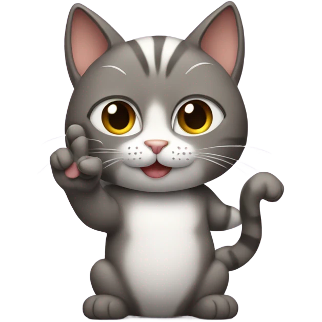 Cat giving the peace sign emoji