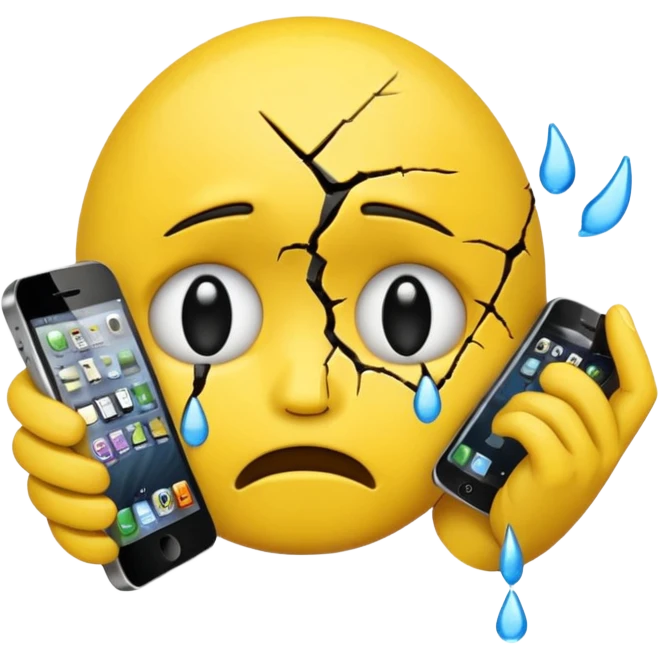 Emoji face with broken phones emoji