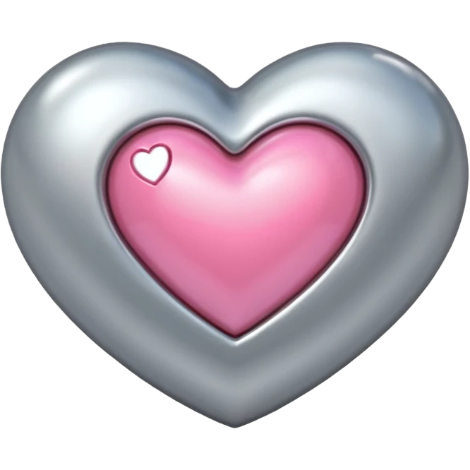 platinum heart with one mini pink heart inside of it  emoji