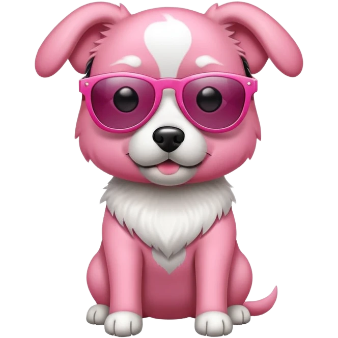 Perro de color rosa y gafas de sol emoji