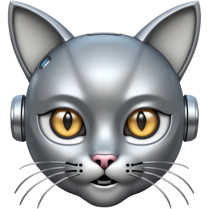 robot looking surprised with cat ears and looks funny emoji