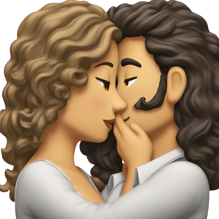 beso hombre rubio y mujer pelo rizado morena emoji