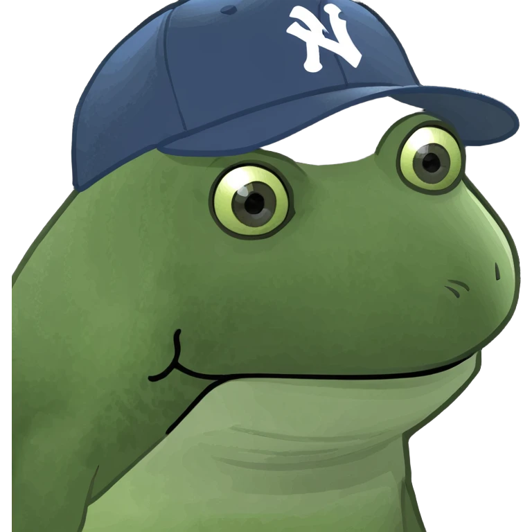 Tiny tropic frog wearing a baseball cap emoji