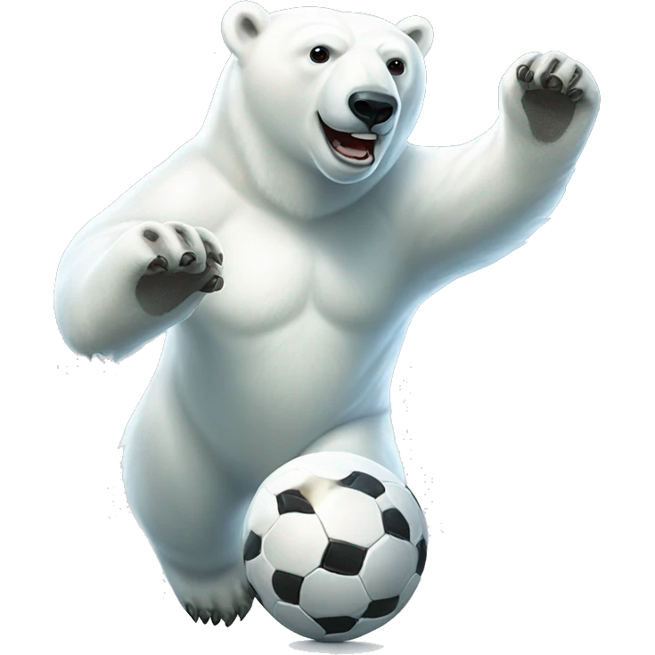 The polar bear playing soccer emoji