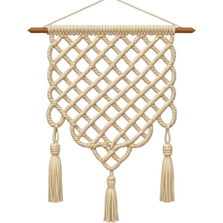 wall hanging with knotted threads emoji
