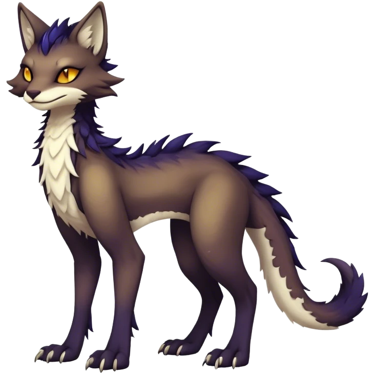 Kawaii dark vibrant edgy fantasy ethereal feline-vernid-sergal-fursona animal creature with a tufted tail full body emoji