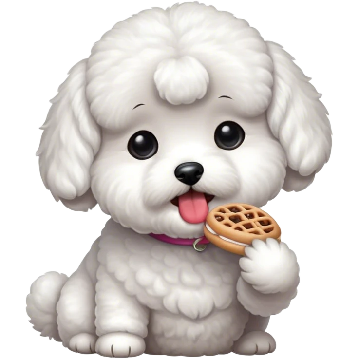 Bichon eating snacks emoji