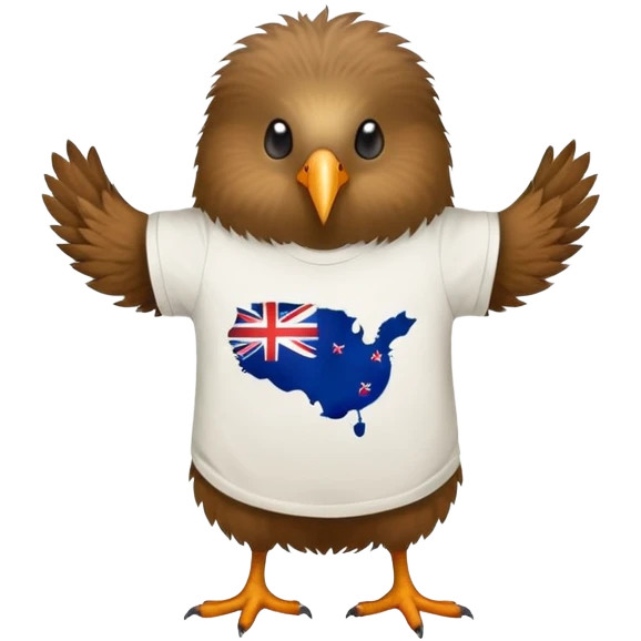 Kiwi wearing a t shirt with the print "for ever NZ" emoji