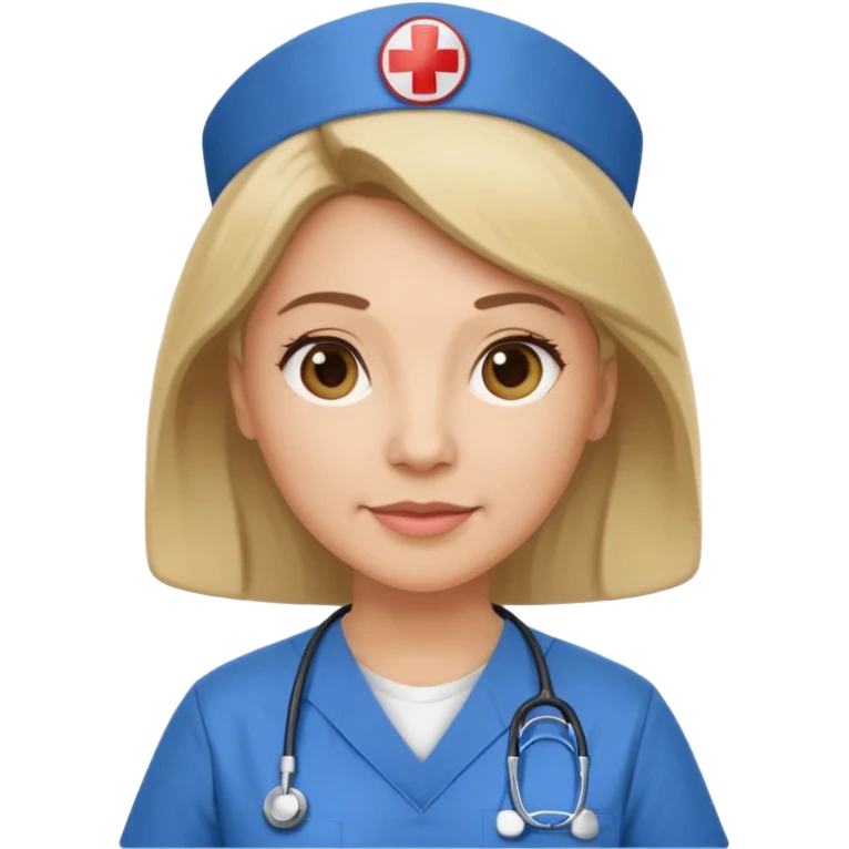 A middle aged female nurse wearing scrubs emoji