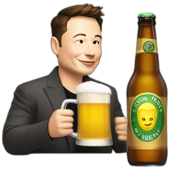 Elon musk qui boit une bière emoji