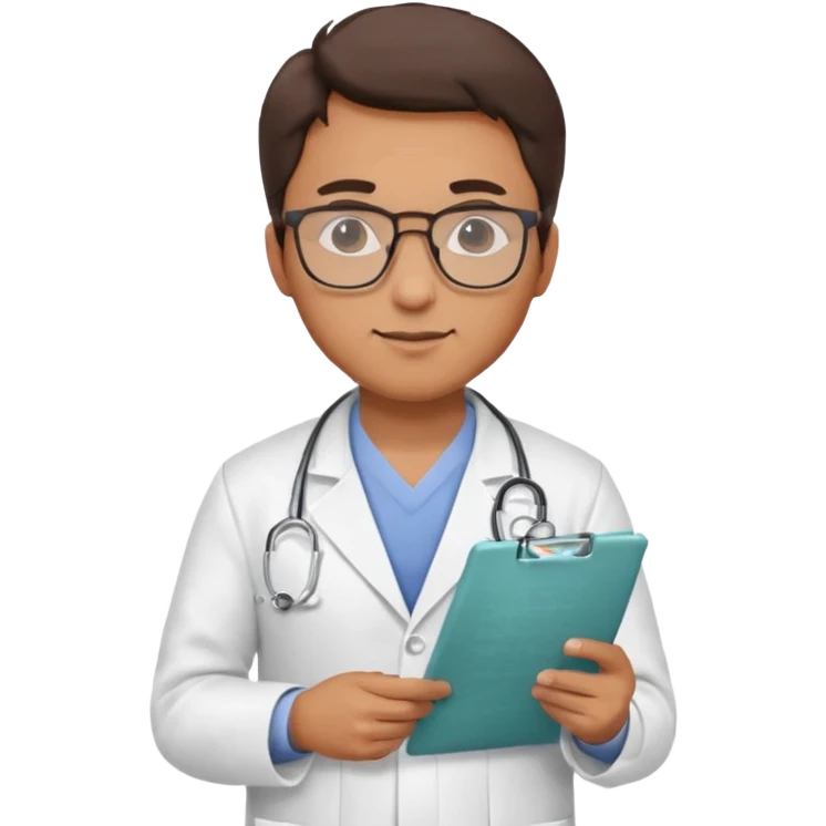 male doctor with glasses and medical chart emoji