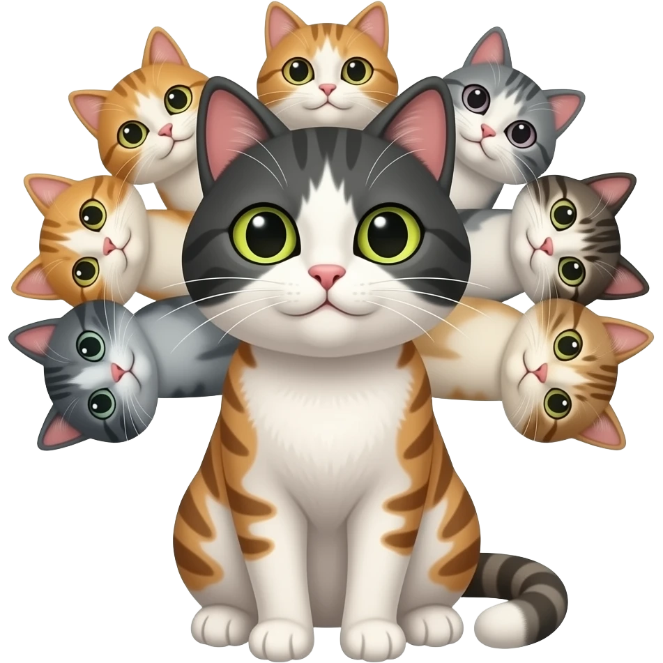 cat with eight different heads emoji
